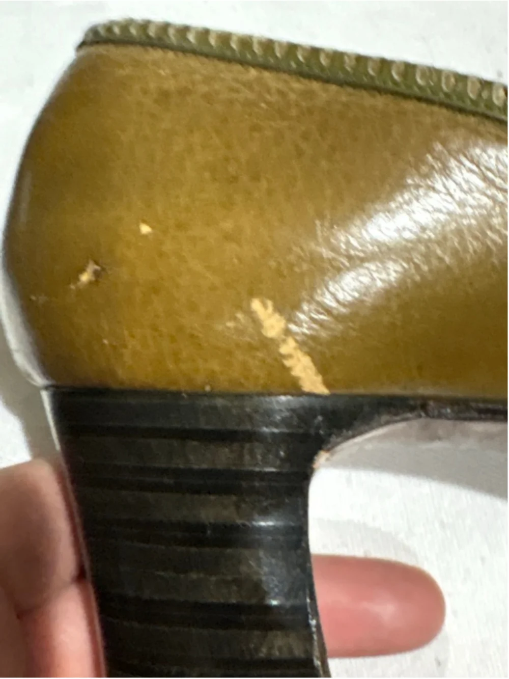 Women's Palter Olive Green Leather Heels